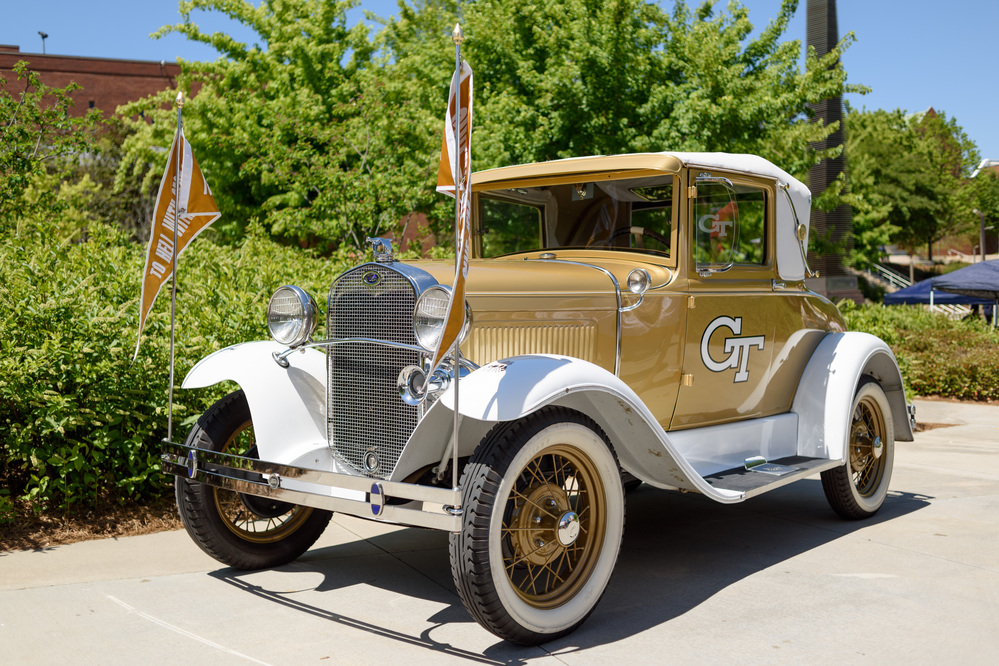 image of the "ramblin' wreck" outside