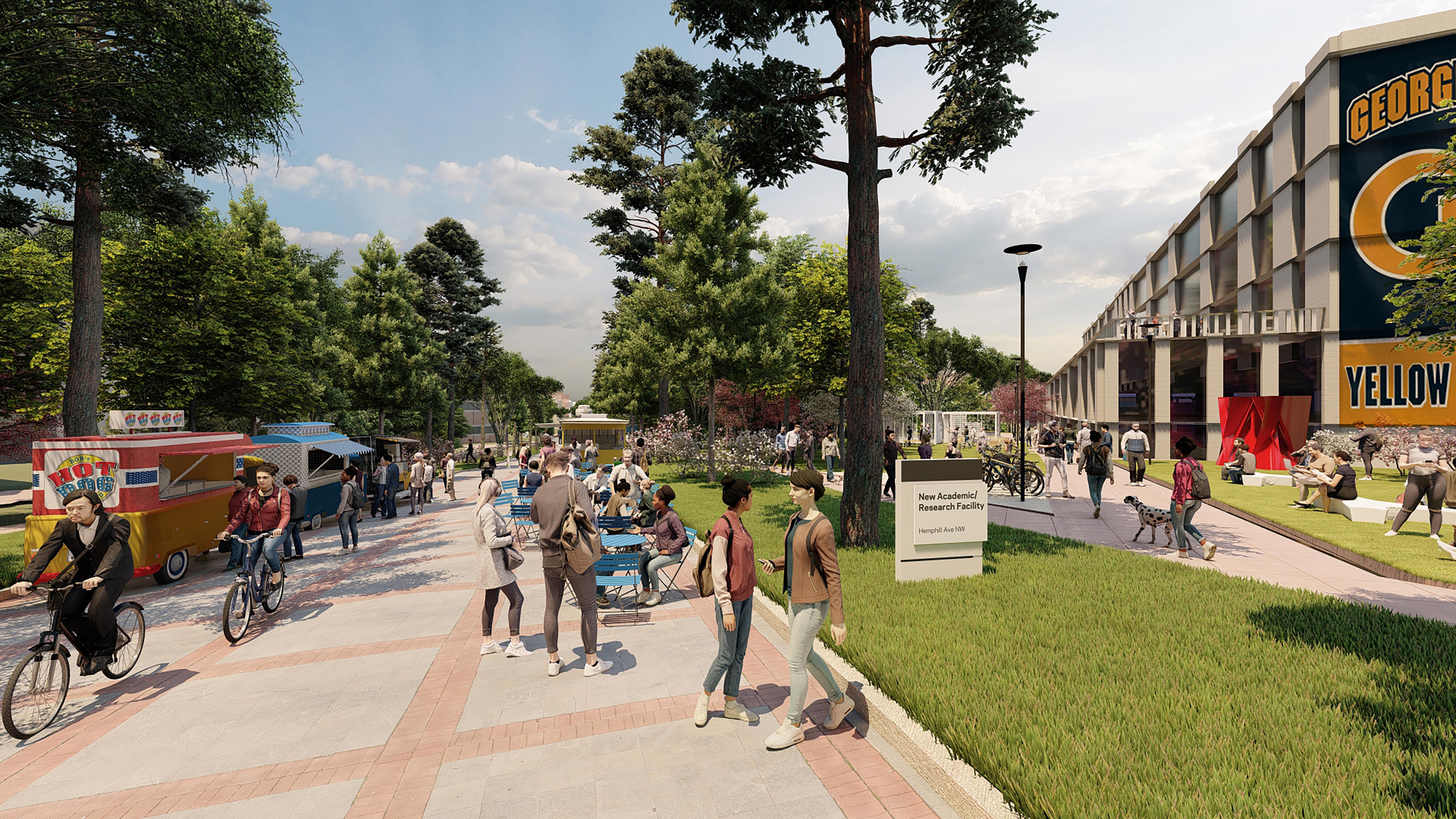 Artist rendering of Georgia Tech CCP recommended concept for Hemphill Woods Walk
