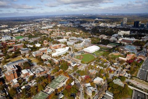 Arial view of campus from 2013