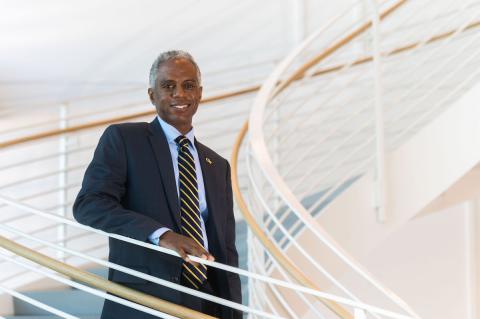 Daren Hubbard on stairs of the Coda Building 