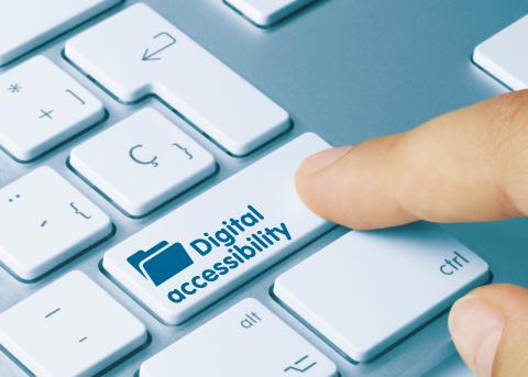 Keyboard with digital accessibility button